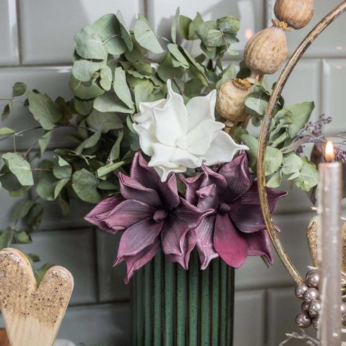 Floristik24 Magnolia artificial blanca flor artificial en palo Ø10cm Espuma 6uds