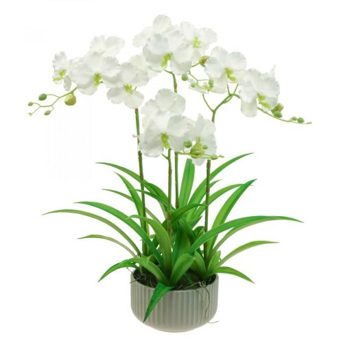 Orquideas artificiales flores artificiales en maceta blanca  60cm-07749