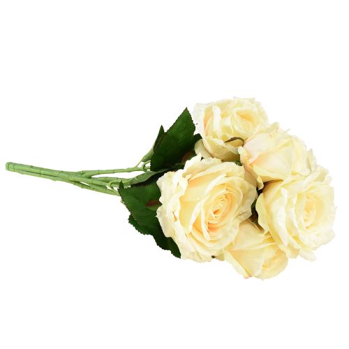 Artículo Rosas Artificiales Ramo De Flores Artificiales Rosas Crema Amarilla Selección 54cm