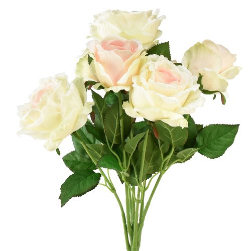 Artículo Rosas Artificiales Ramo De Flores Artificiales Rosas Crema Rosa Pick 54cm