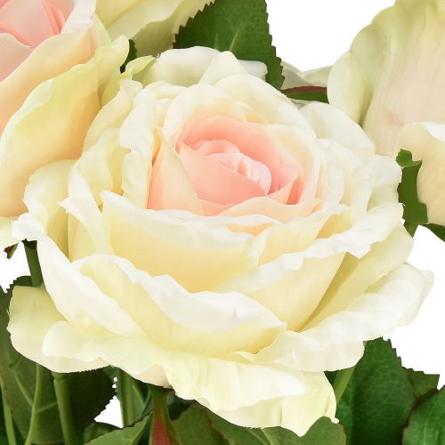 Artículo Rosas Artificiales Ramo De Flores Artificiales Rosas Crema Rosa Pick 54cm
