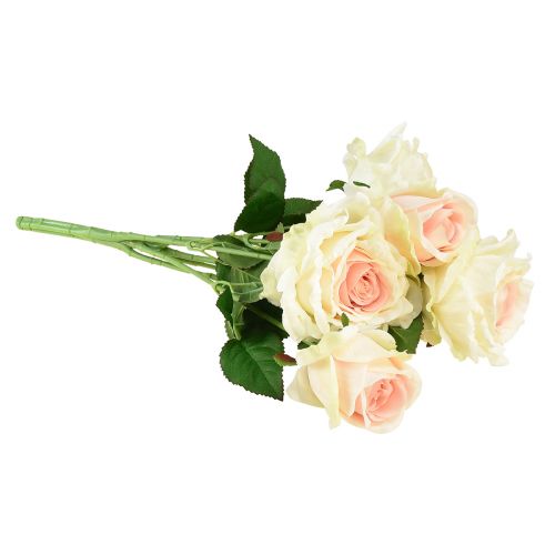 Artículo Rosas Artificiales Ramo De Flores Artificiales Rosas Crema Rosa Pick 54cm