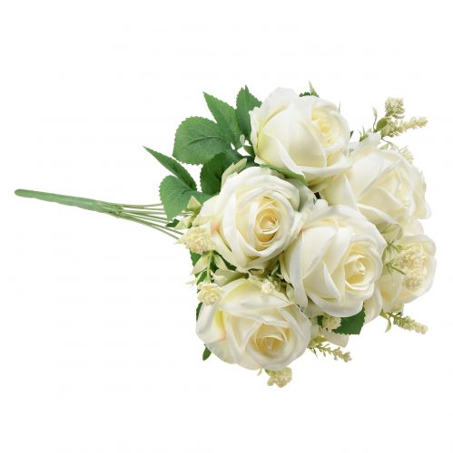 Artículo Rosas Artificiales Ramo De Flores Artificiales Rosas Blancas Pick 42cm