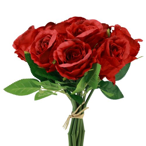 Artículo Rosas artificiales en ramo rojo 30cm 10ud