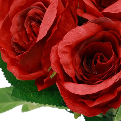 Artículo Rosas artificiales en ramo rojo 30cm 10ud