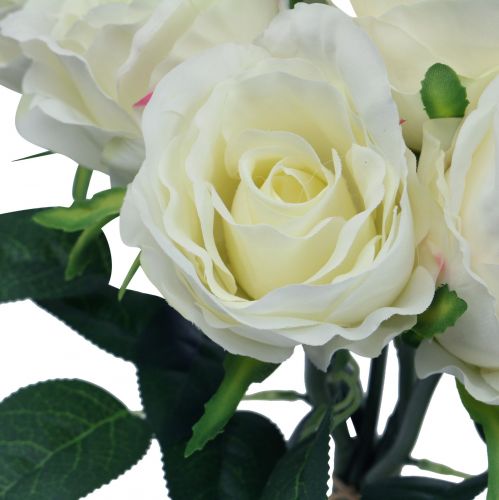 Artículo Rosas artificiales en ramo blanco 30cm 8 piezas