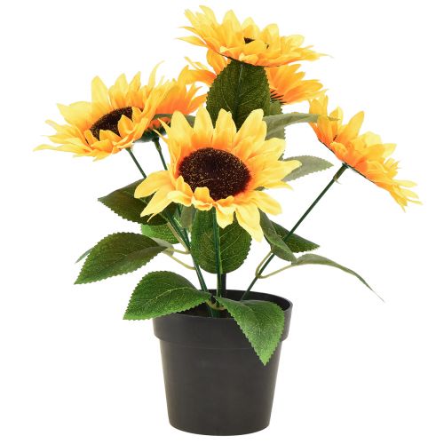 Girasol artificial en maceta flor de seda decoración de verano Al. 28 cm