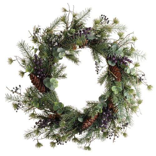Floristik24 Corona de Adviento artificial decorativa con bayas moradas Ø45cm