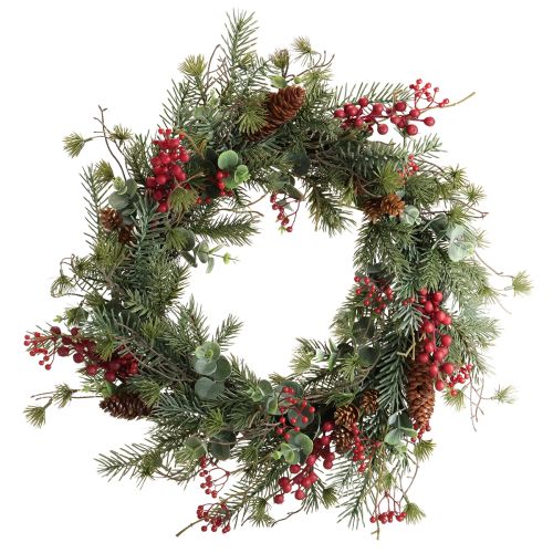 Corona de Adviento artificial con frutos rojos, decorativa, Ø45 cm