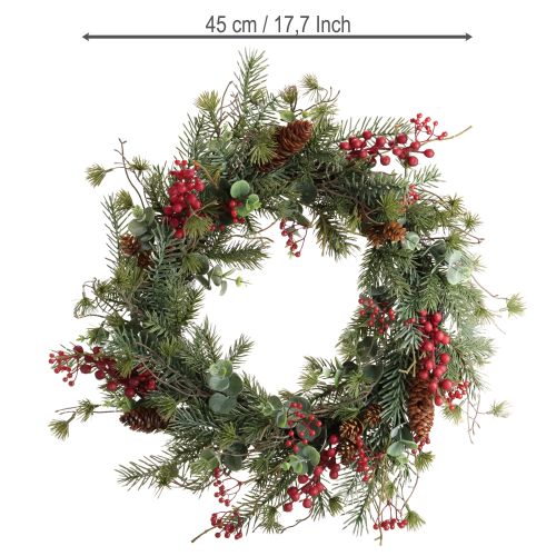 Artículo Corona de Adviento artificial con frutos rojos, decorativa, Ø45 cm