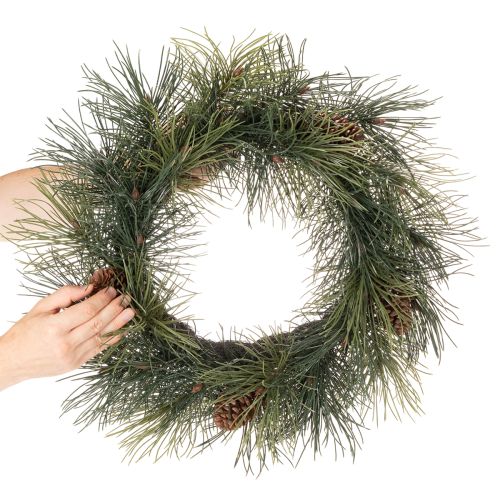 Corona de ramas de pino artificiales con piñas de 60 cm | Floristik24.es
