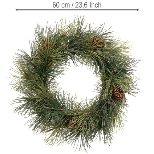 Corona de ramas de pino artificiales con piñas de 60 cm | Floristik24.es