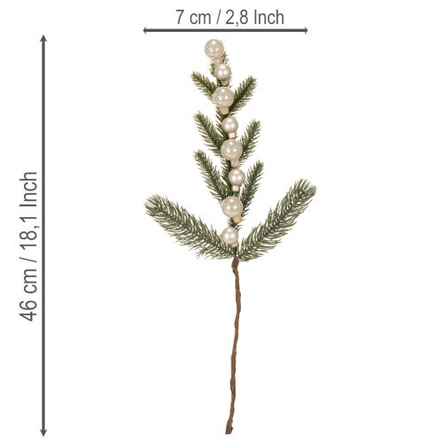 Rama de abeto artificial con mini adornos navideños blancos, 46 cm, 2 unidades. | Floristik24.es
