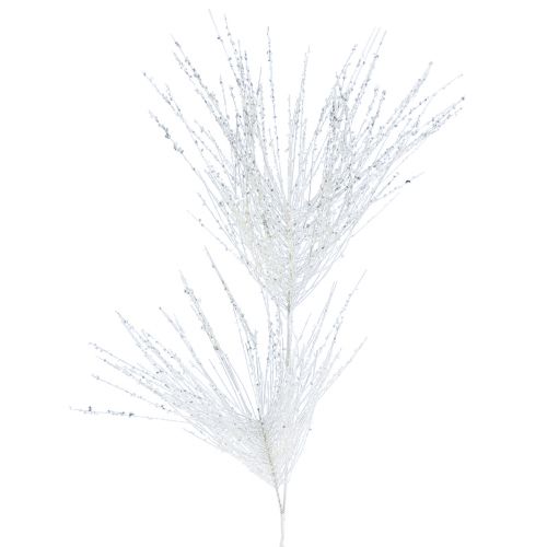 Artículo Rama de pino artificial rama decorativa brillo blanco L80cm