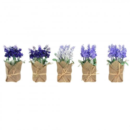 Artículo Lavanda artificial flor artificial lavanda en bolsa de yute blanco/morado/azul 17cm 5ud