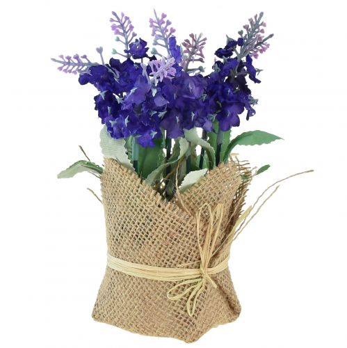 Floristik24 Lavanda artificial flor artificial lavanda en bolsa de yute blanco/morado/azul 17cm 5ud