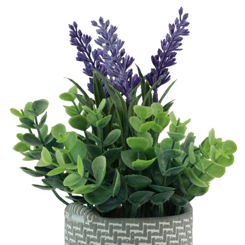 Artículo Lavanda artificial en maceta de cerámica verde violeta Al. 22 cm