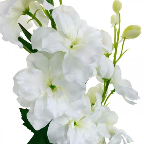 Floristik24 Flores artificiales de seda de flores artificiales de delphinium blanco delphinium 98cm