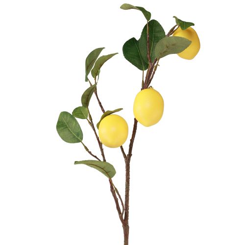 Rama decorativa de limón artificial con 3 limones amarillos 65cm