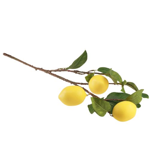 Artículo Rama decorativa de limón artificial con 3 limones amarillos 65cm