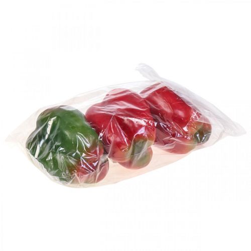 Floristik24 Decoración de verduras artificiales pimiento rojo verde Ø 8cm H13cm 3ud