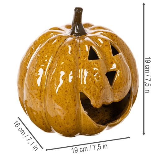 Calabaza de cerámica con cara, decoración LED, Halloween, 19 cm | Floristik24.es