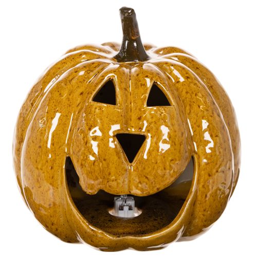 Calabaza de cerámica con cara, decoración LED, Halloween, 19 cm | Floristik24.es