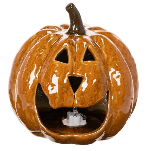 Calabaza de cerámica decorativa con luz LED para Halloween, 15 cm | Floristik24.es