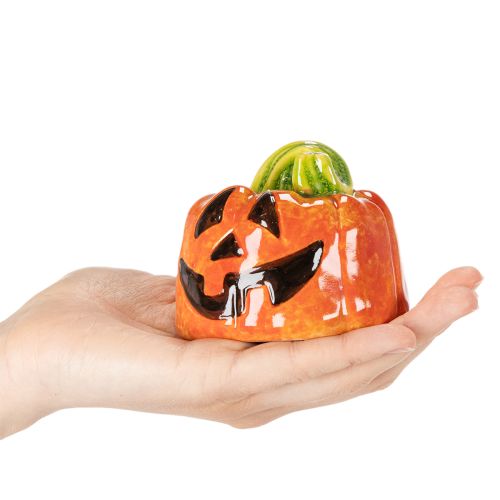 Figura decorativa de calabaza de cerámica para otoño y Halloween, 8 cm. | Floristik24.es