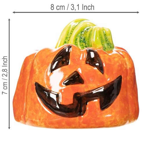 Figura decorativa de calabaza de cerámica para otoño y Halloween, 8 cm. | Floristik24.es