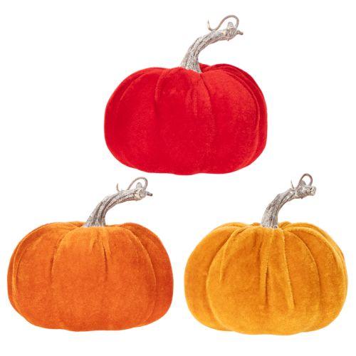 Calabaza de tela como decoración de mesa, decoración otoñal, 13 cm, 3 piezas | Floristik24.es