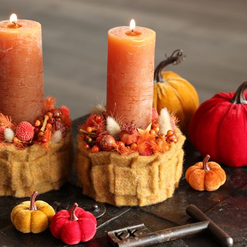 Juego de calabazas decorativas de terciopelo en tres colores, mini calabazas de 5 cm, 12 piezas. | Floristik24.es