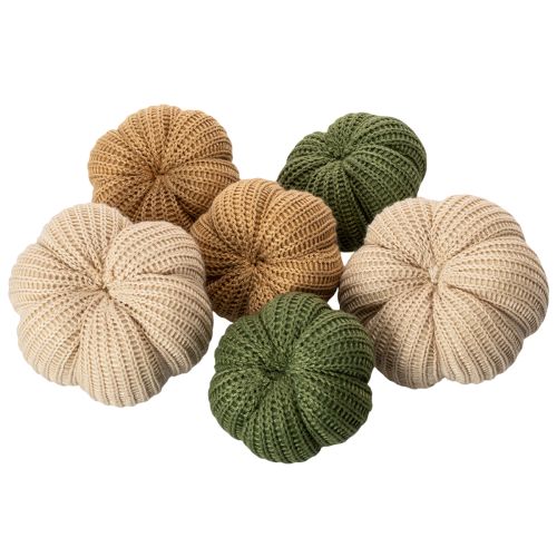 Calabazas decorativas de punto, decoración otoñal, 10 cm, 6 unidades | Floristik24.es