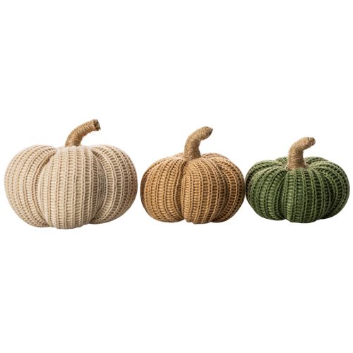 Calabazas decorativas de punto, decoración otoñal, 10 cm, 6 unidades | Floristik24.es