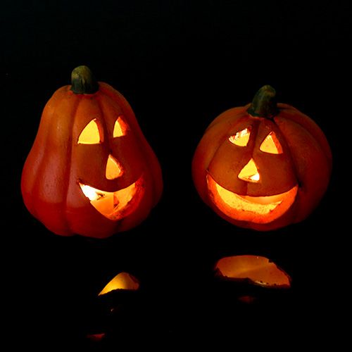 Floristik24 Mezcla de linterna de calabaza 6cm - 8cm con LED 6pcs