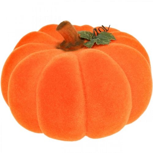 Artículo Calabaza deco naranja grande Decoración otoñal flocada Ø30cm