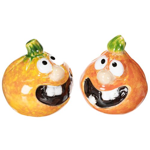 Figura decorativa de calabaza, ideal para decorar en otoño, 6 cm, 2 unidades.