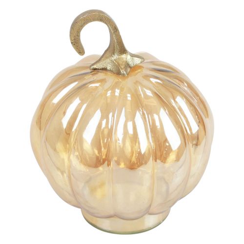 Artículo Decoración de calabaza de cristal decoración de mesa de calabaza de cristal naranja Ø14cm H18cm