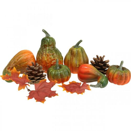 Calabaza Deco Conos Hojas de otoño Decoración de otoño Conjunto de 5-11 cm