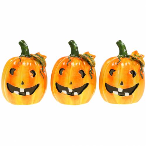 Floristik24 Calabaza con LED Ø7,5cm H10cm 3pcs