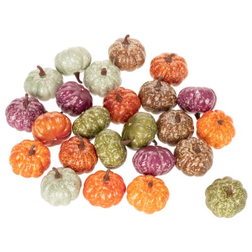 Juego de decoración de mini calabazas, decoraciones de otoño y Halloween, colores surtidos, 4 cm, 24 piezas | Floristik24.es
