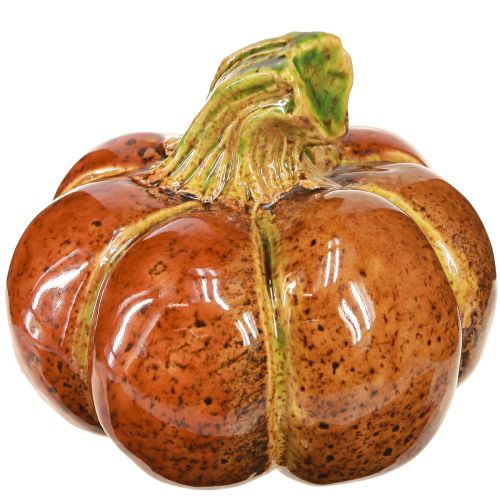 Artículo Calabazas cerámicas decoración otoñal marrón naranja 10/13cm 2 uds