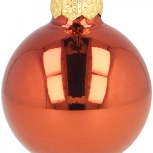 Artículo Mini bolas navideñas vidrio rojo óxido mate/brillante Ø2cm 44ud