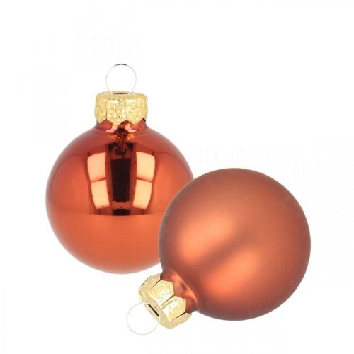 Floristik24 Mini bolas navideñas vidrio rojo óxido mate/brillante Ø2cm 44ud
