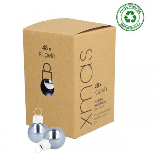 Artículo Mini bolas navideñas cristal azul mate/brillante Ø2cm 44 piezas