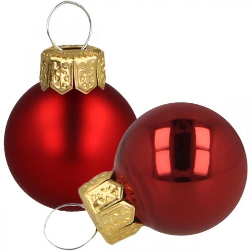 Floristik24 Mini bolas navideñas cristal rojo mate/brillante Ø2cm 44 piezas