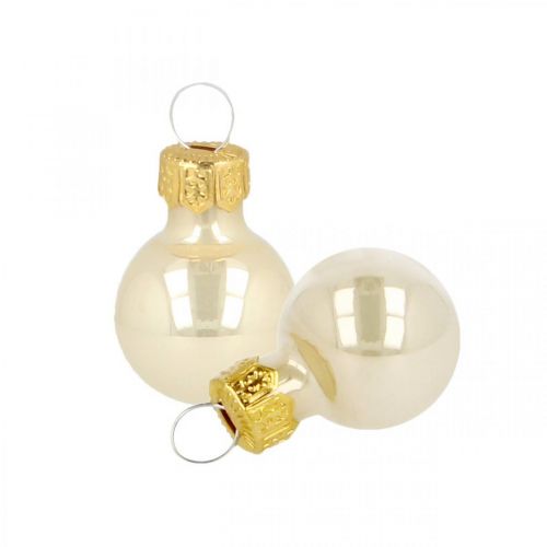 Mini bolas navideñas cristal crema mate/brillante Ø2cm 44 piezas