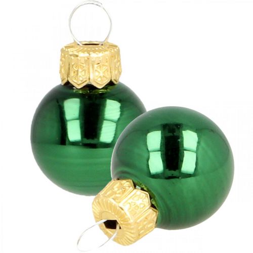 Artículo Mini bolas navideñas cristal verde mate/brillante Ø2cm 44p