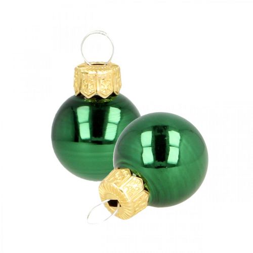 Artículo Mini bolas navideñas cristal verde mate/brillante Ø2cm 44p