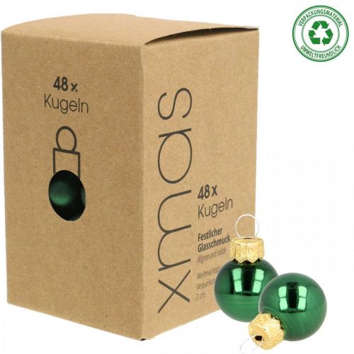 Floristik24 Mini bolas navideñas cristal verde mate/brillante Ø2cm 44p